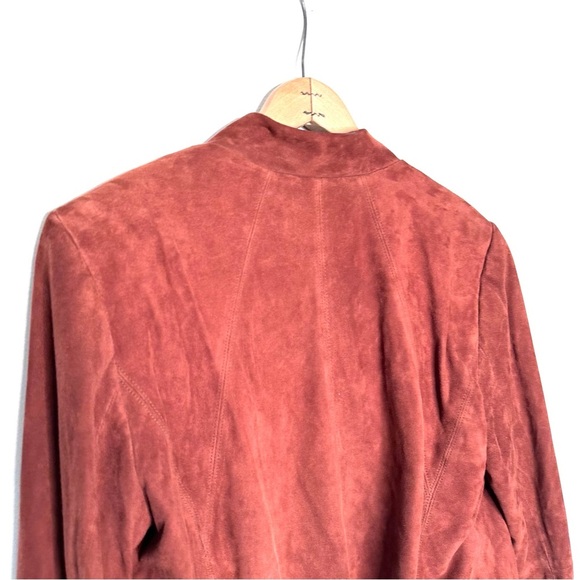 WHBM Brown Lightweight Suede Open Cascade Lapel Jacket Size Large NWOT - Picture 9 of 14